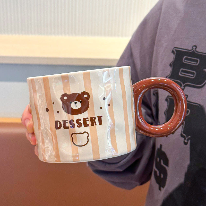 Mug With Lid Couple Little Bear Ceramic