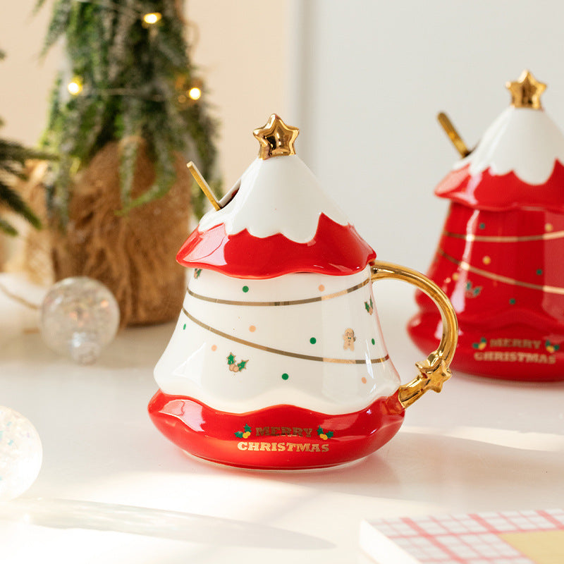 Xmas Mug With Lid Household Cup