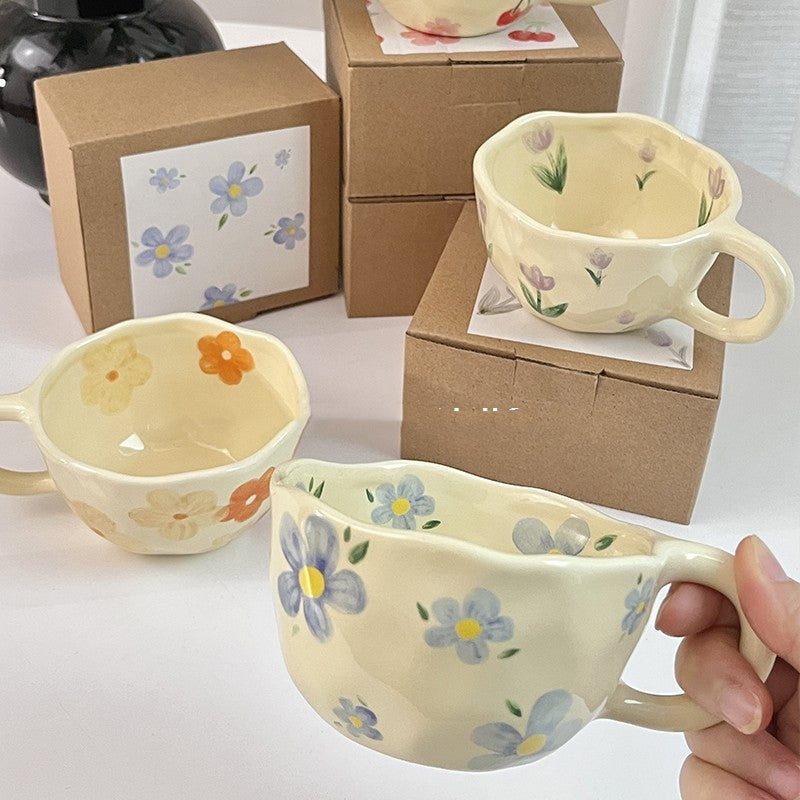 Cute Milk Yellow Hand Pinch Hand-painted Breakfast Mug