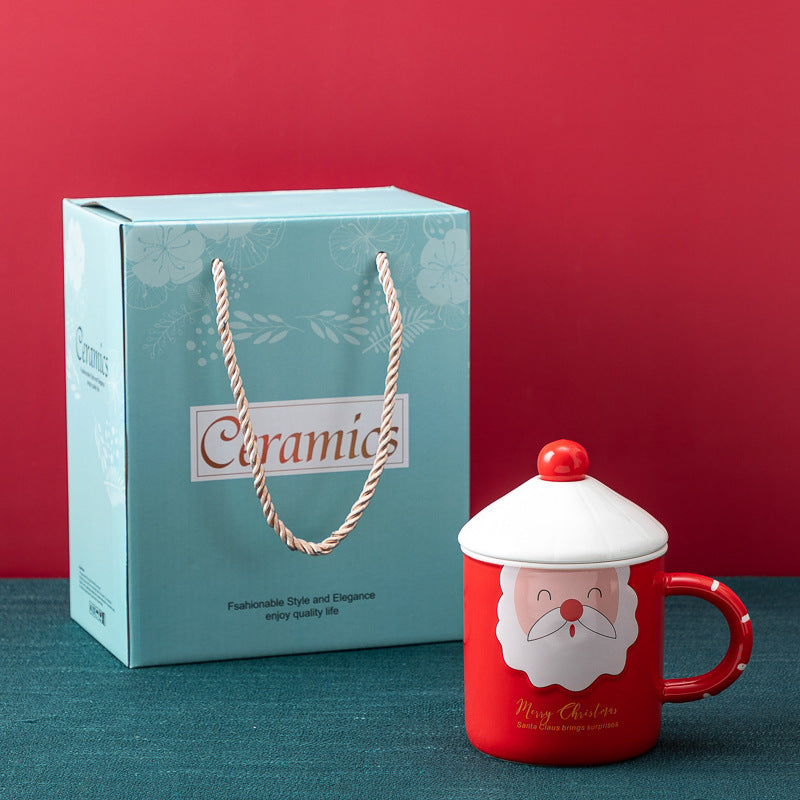 Christmas Mug With Lid Spoon Ceramic Mug