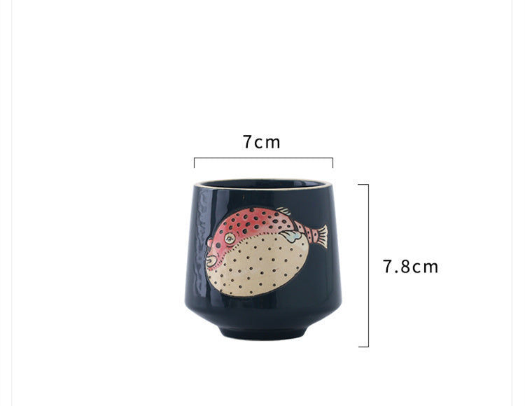 Underglaze Hand-painted Ceramic Drinking Fish Glass