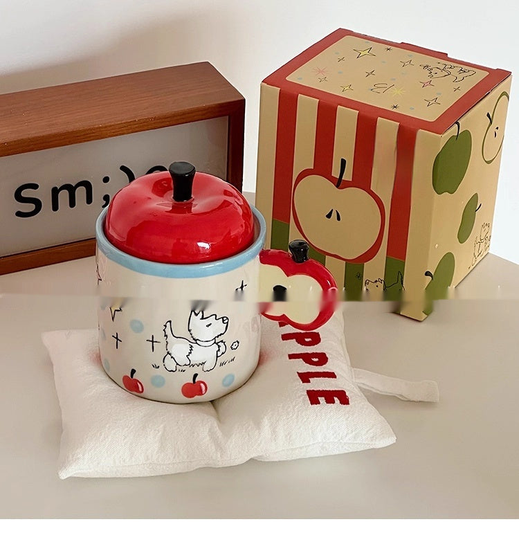 Red And Green Apple Puppy Ceramic Mug