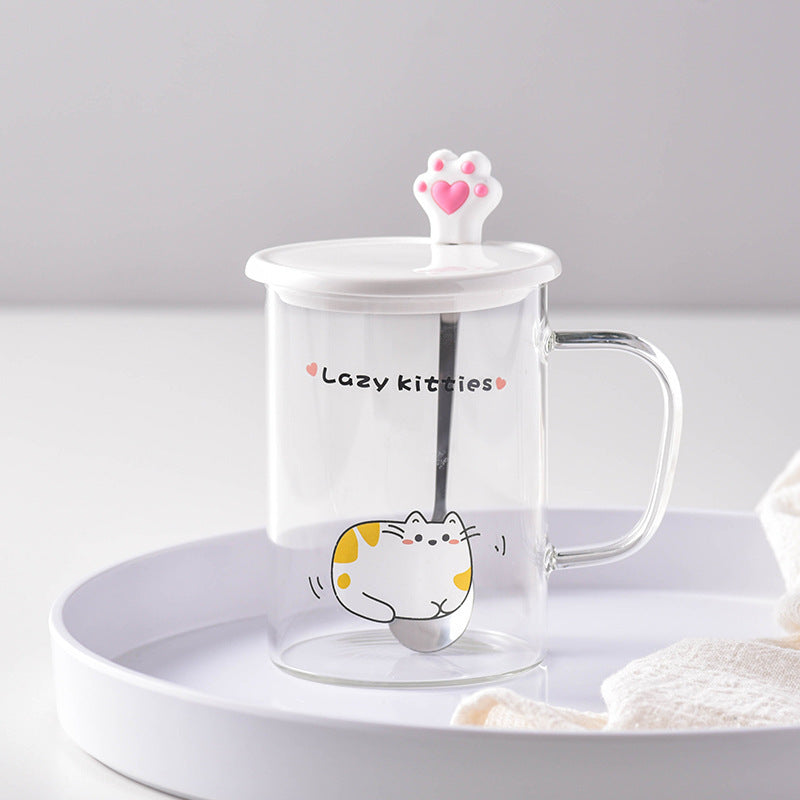 Creative Cartoon Mug With Lid Spoon For Home Use