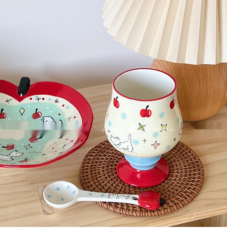 Underglaze Cute West High Dog Goblet Ceramic