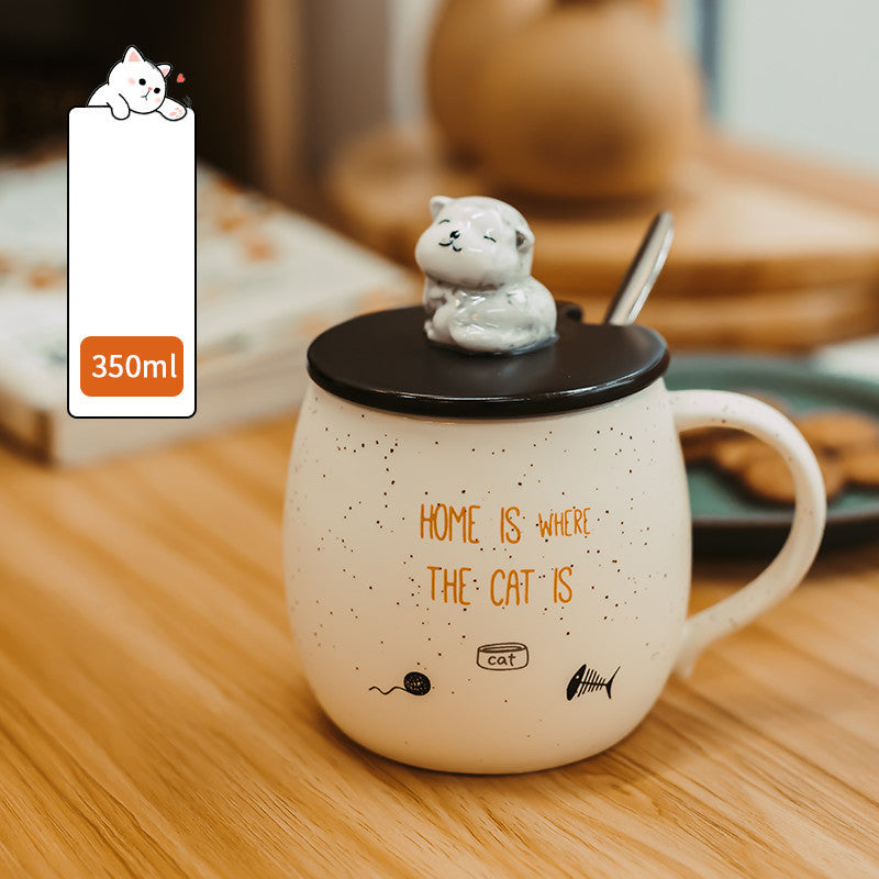 Cute Mark Ceramic Cat Cup Porcelain