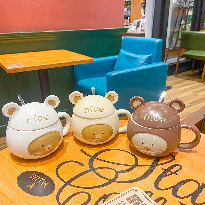 Creative Cartoon Embossed Bear Ceramic Mug