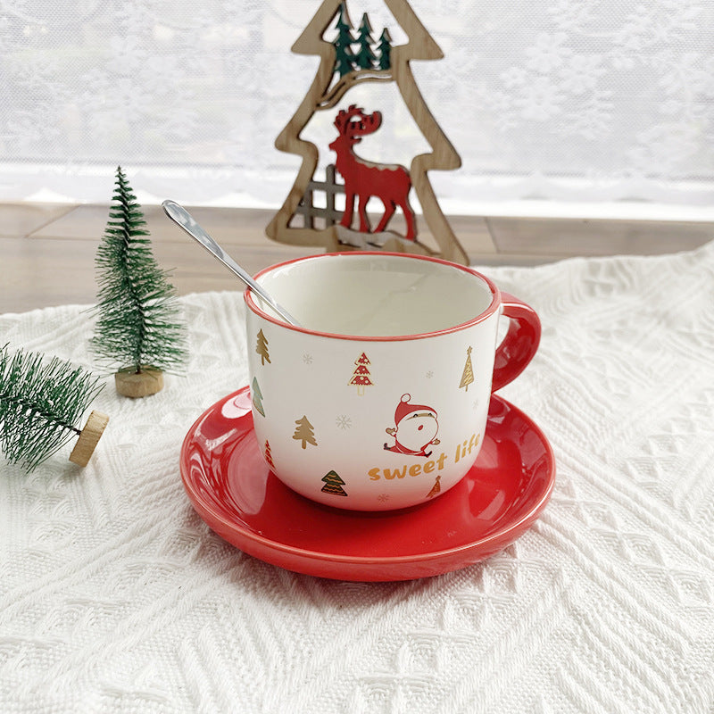 Christmas Gift Ceramic Coffee Cup Plate