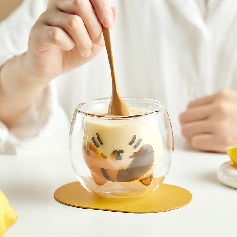 Cute Cartoon Glass Coffee Espresso Cat Shape