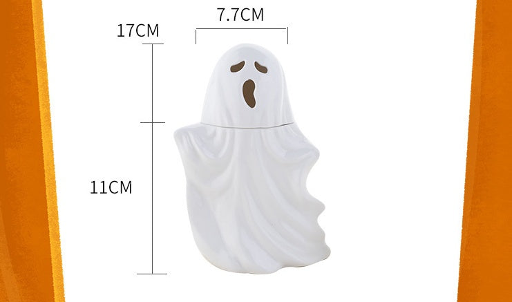 Ghost Mug Porcelain Cup With Cover Spoon