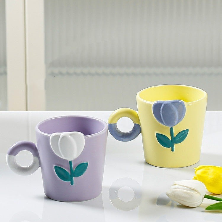 Hand Painted Tulip Ceramic Mug