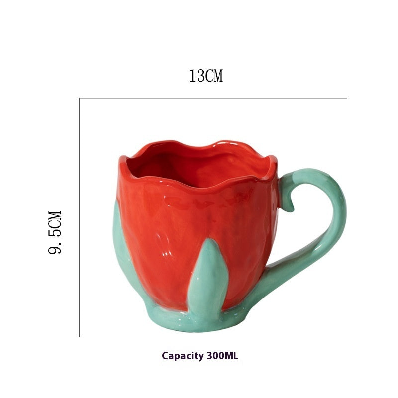 Three-dimensional Relief Tulip Ceramic Mug