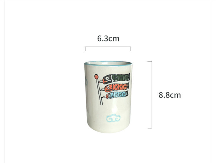 Underglaze Hand-painted Ceramic Drinking Fish Glass