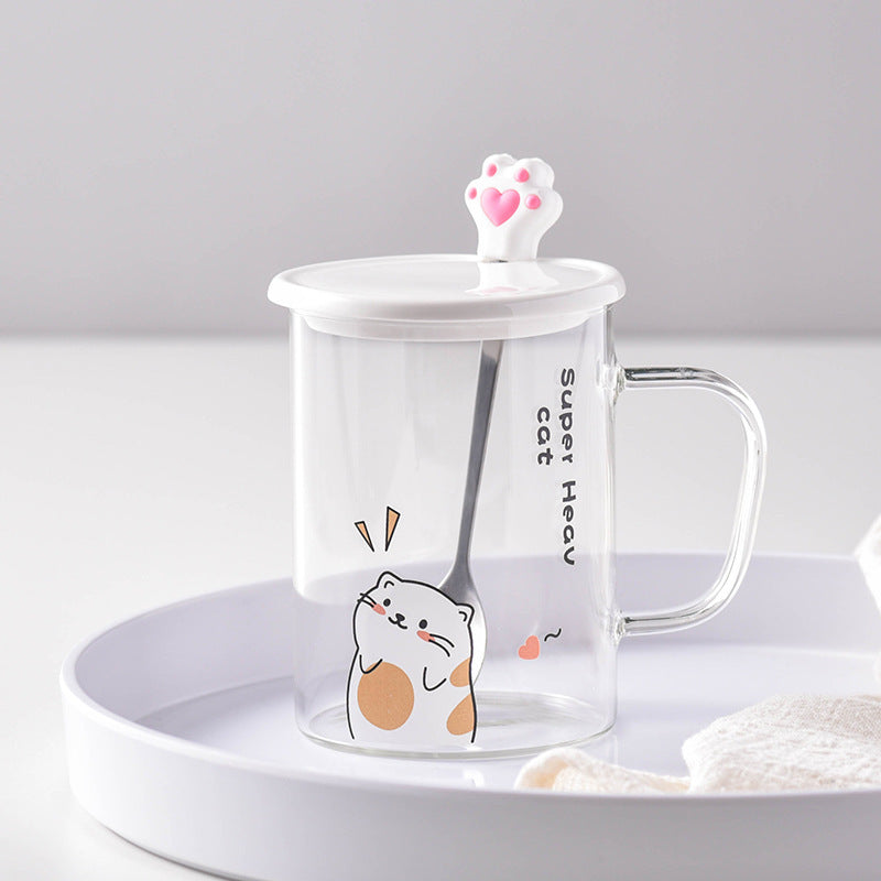 Creative Cartoon Mug With Lid Spoon For Home Use