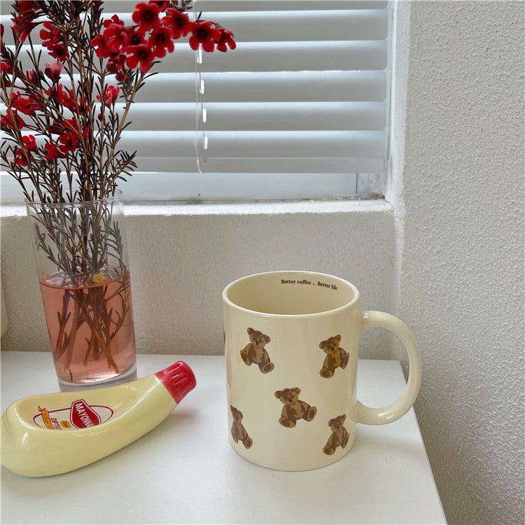 Cream Color Retro Bear Mug