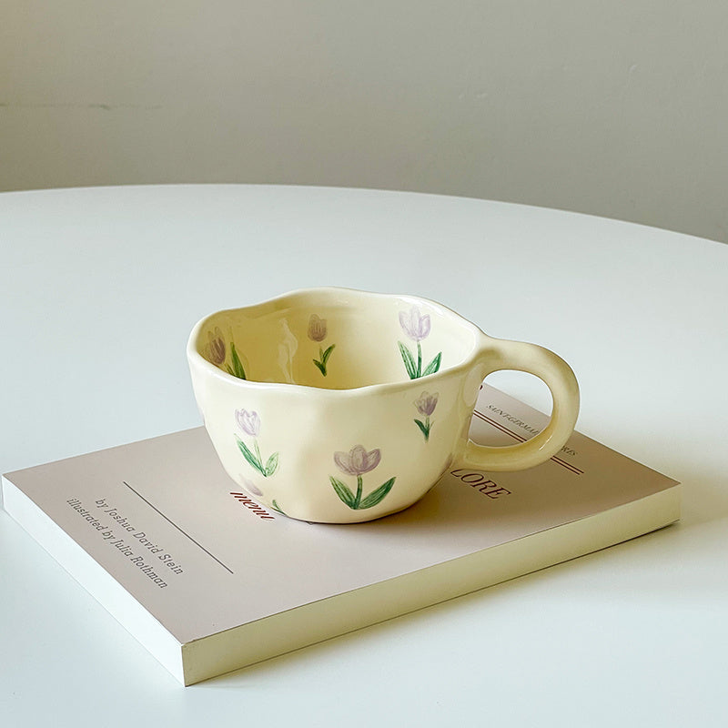 Cute Milk Yellow Hand Pinch Hand-painted Breakfast Mug