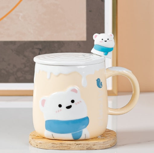 Creative Cute Cartoon Embossed Mug Ceramic