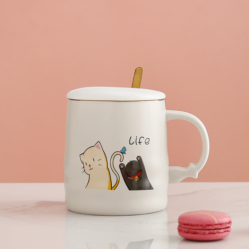 Creative Ceramic Coffee Mug With Lid Spoon