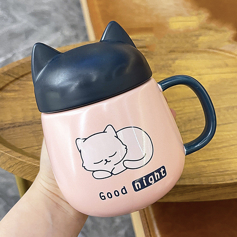 Household Cute Cat Mug With Lid