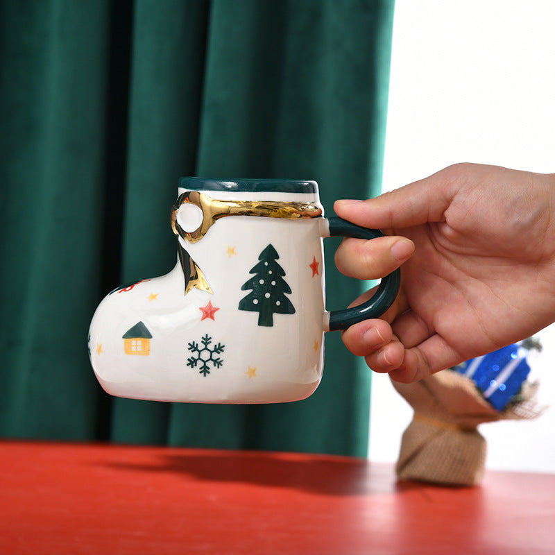 Korean Cute Ceramic Milk Mug With Lid