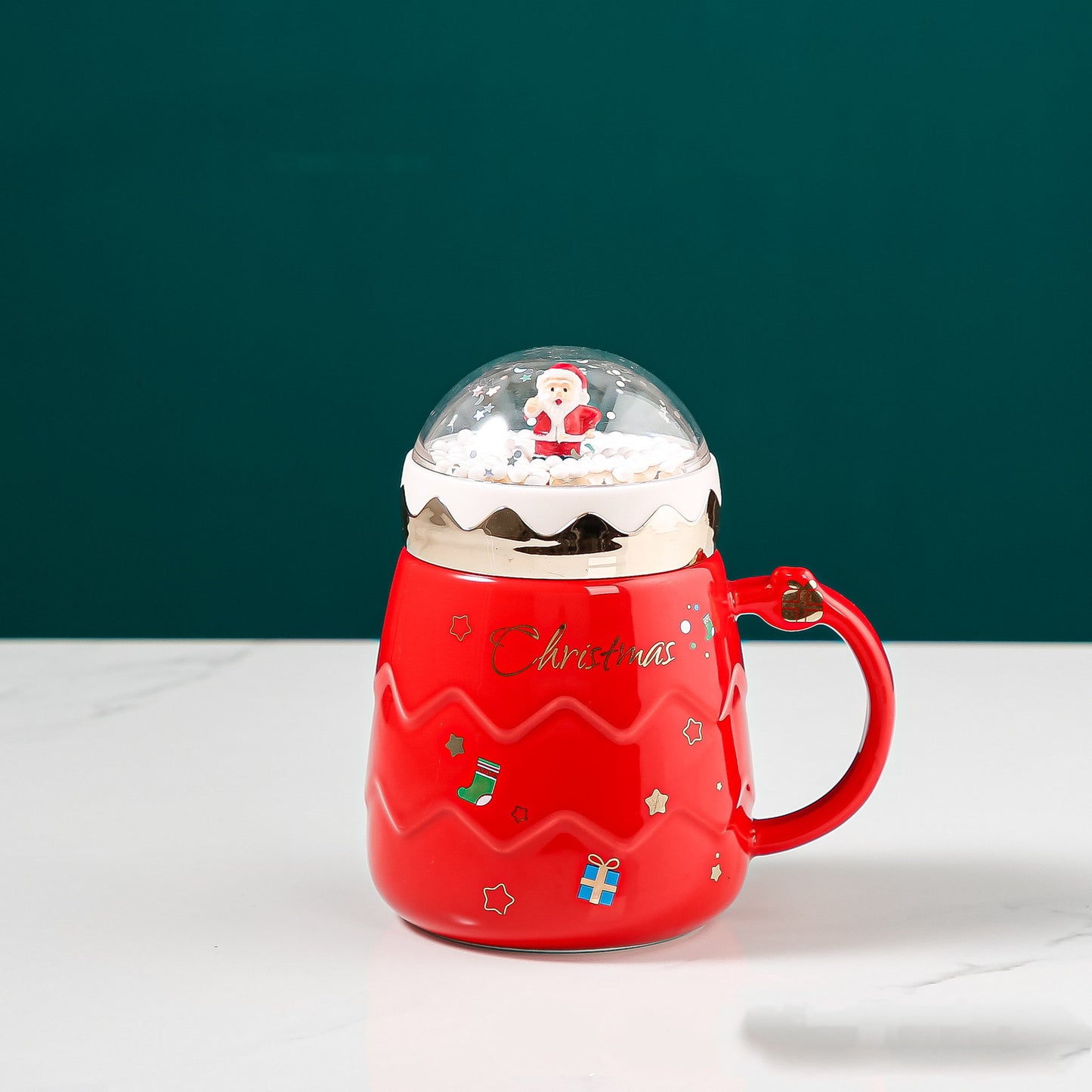 Santa Claus Mug Ceramic With Lid
