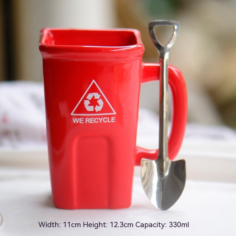 Square Trash Can Ceramic Mug