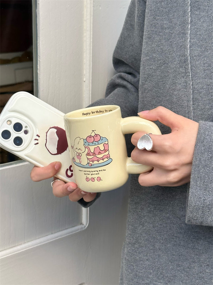 Happy Birthday Cute Rabbit Ceramic Cup