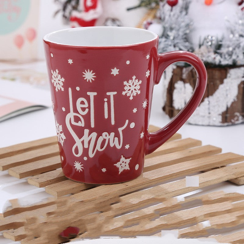 Cute Cartoon Snowman Santa Claus Ceramic Cup Christmas Mug