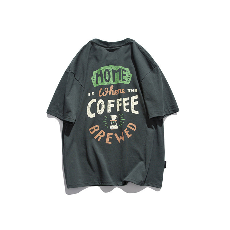 Fun Coffee Printed Short sleeved T-shirt for Men