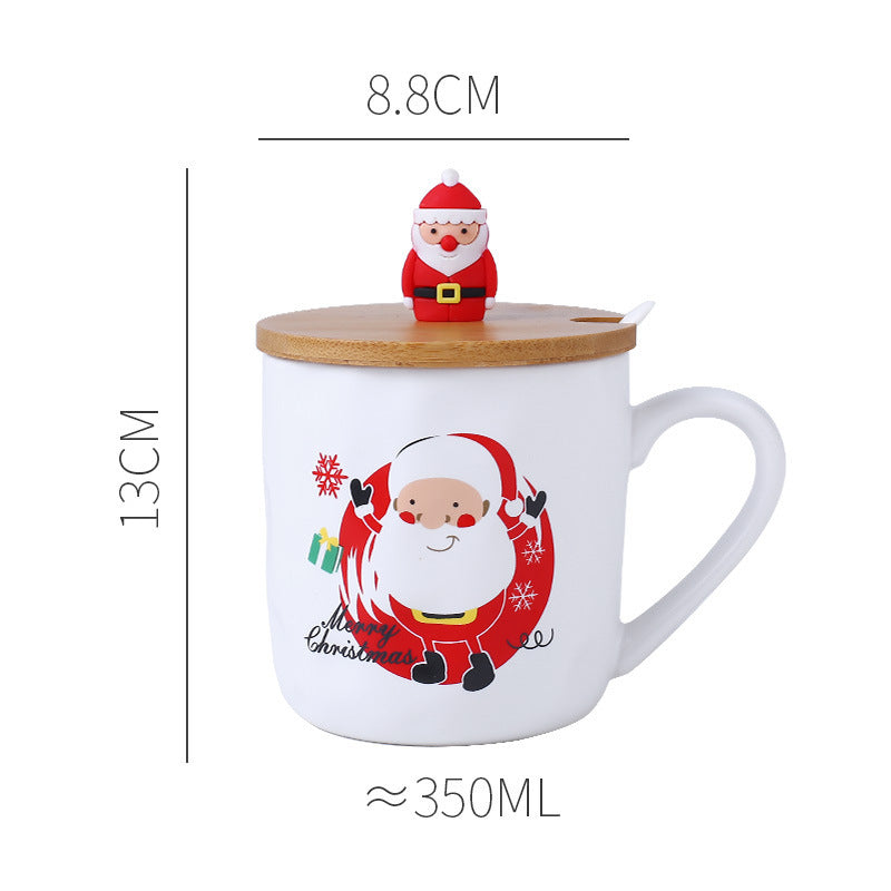 Xmas Mug With Wooden Lid & Spoon