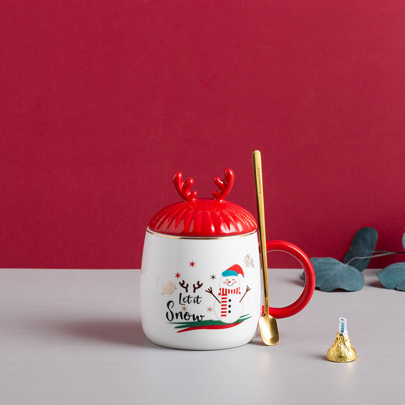 Christmas Mug With Lid Spoon Ceramic Mug