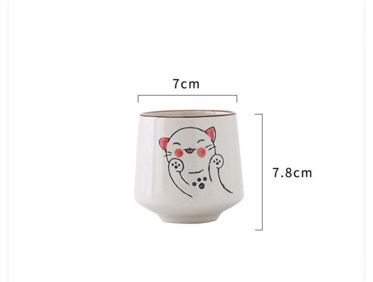Underglaze Hand-painted Ceramic Drinking Cat Glass