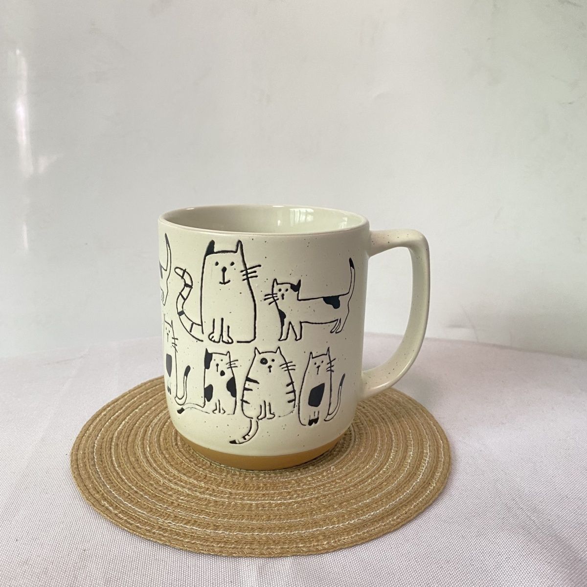 Hand-painted Pattern Ceramic Cat Mug