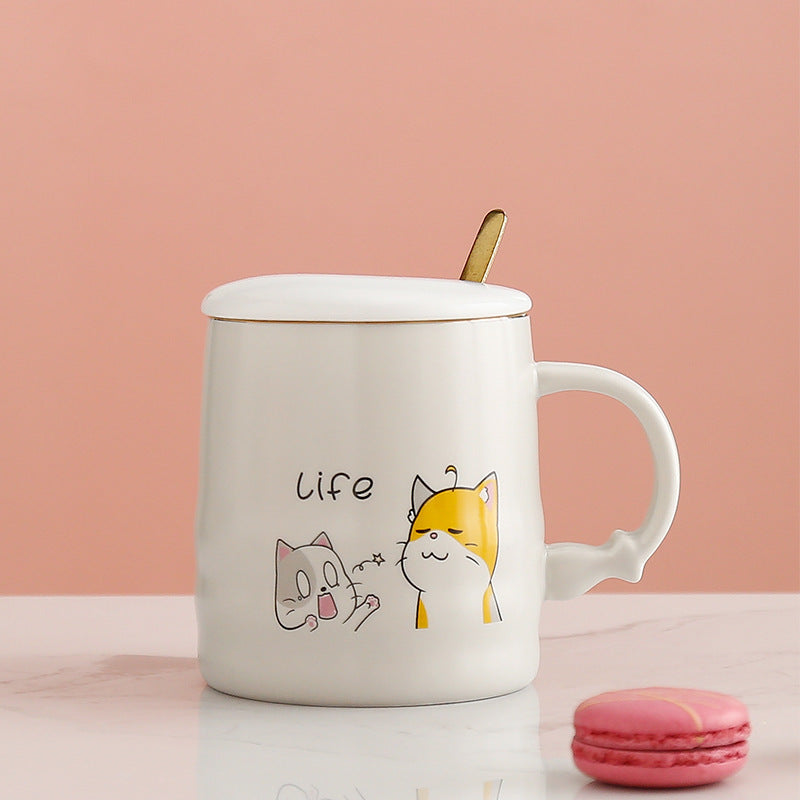 Creative Ceramic Coffee Mug With Lid Spoon