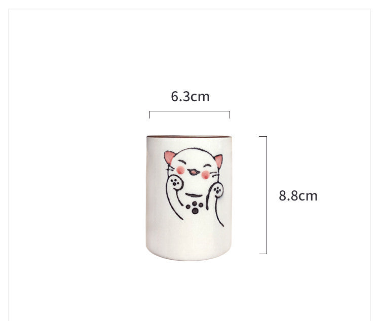 Underglaze Hand-painted Ceramic Drinking Cat Glass