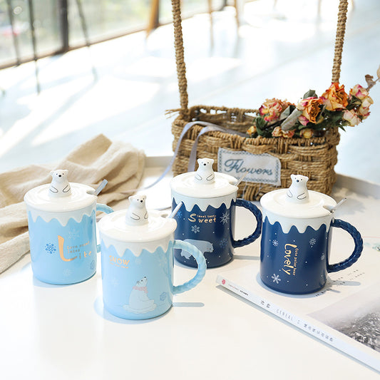 Cartoon Polar Bear Christmas Ceramic Mug