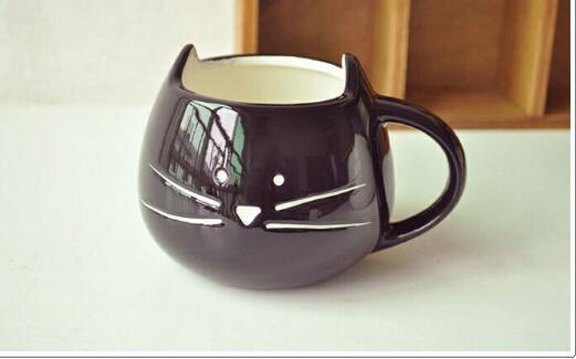 Ceramic Cat Cup Black and White