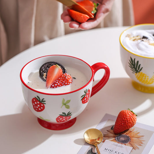 Household Large-capacity Straberry Ceramic Coffee Mug