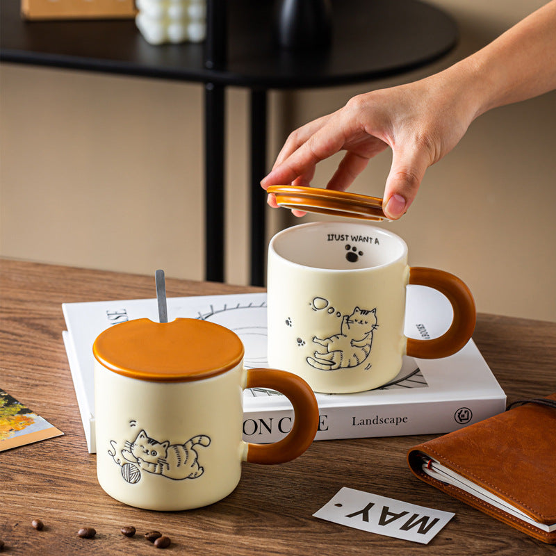 Hand Painted Cat Coffee Cute Mug