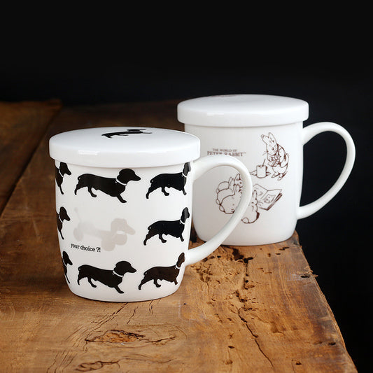 Dog Mug With Lid Ceramic Coffee Cup