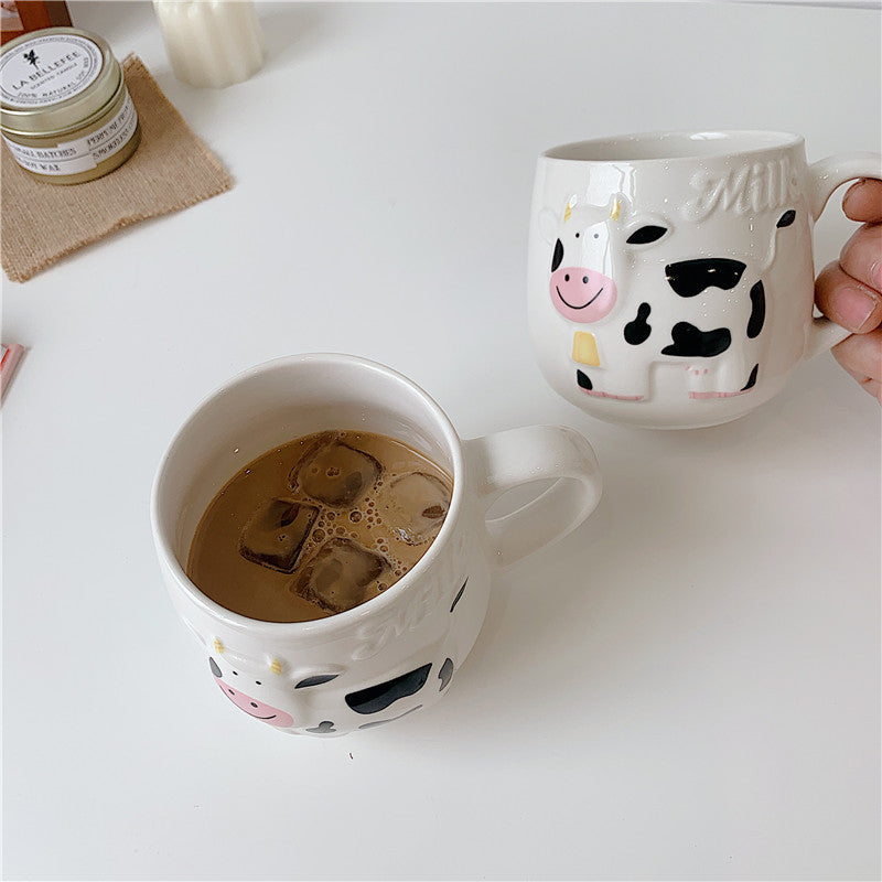 Embossed Cute Cartoon Cow Mug