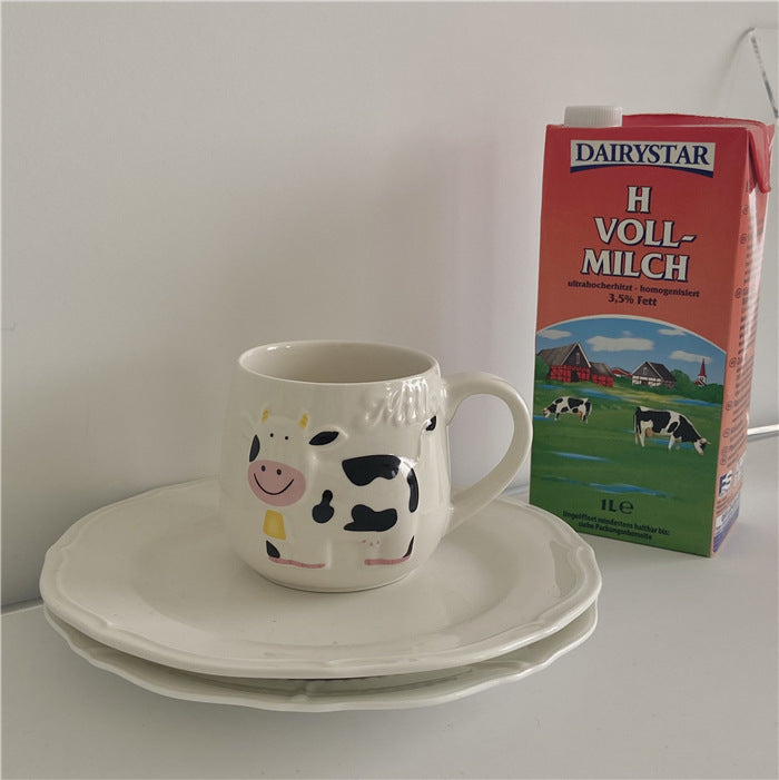 Embossed Cute Cartoon Cow Mug