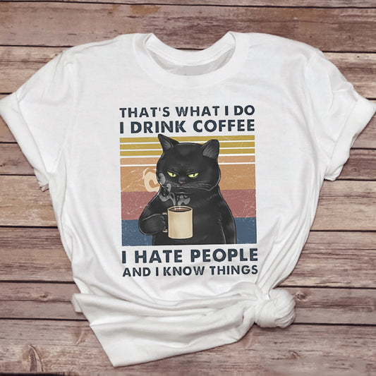 Tshirt Pet-Drinking-Coffee Funny Cat