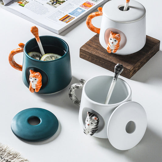 Cat Cartoon Ceramic Mug Gift Idea
