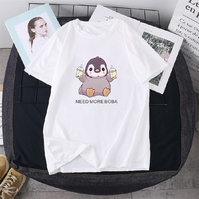 Shiba Inu Drinking Milk Tea  Cotton T Shirt