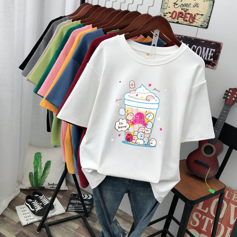 Loose Style Cotton Short-Sleeved T-Shirt