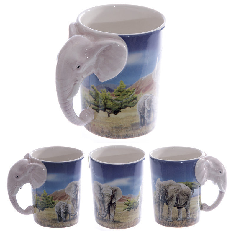 Elephant Head Handle Ceramic Mug Coffee Cup