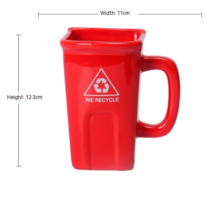 Square Trash Can Ceramic Mug