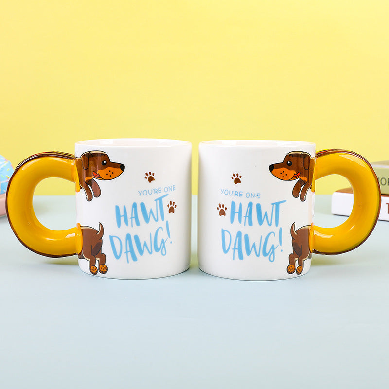 Cute Cartoon Dachshund Dog Ceramic Mug