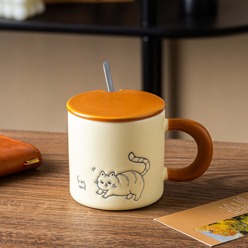 Hand Painted Cat Coffee Cute Mug