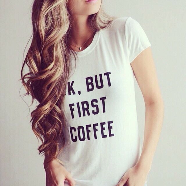 OK BUT FIRST COFFEE Print Tshirt
